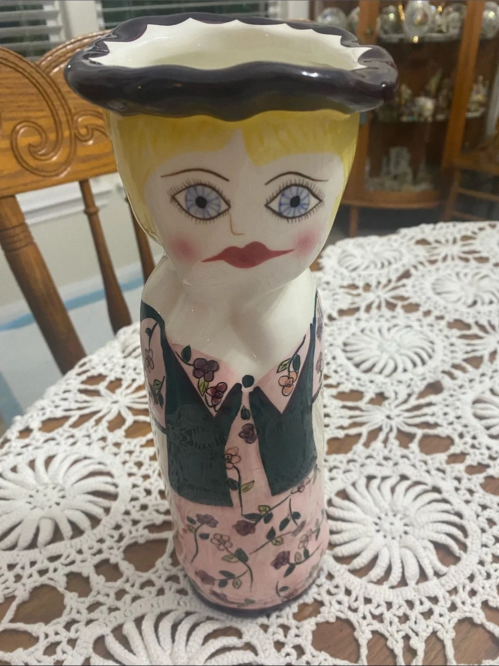 Vintage Susan Paley Hand-Painted  Ceramic Lady Vase “Hillary”